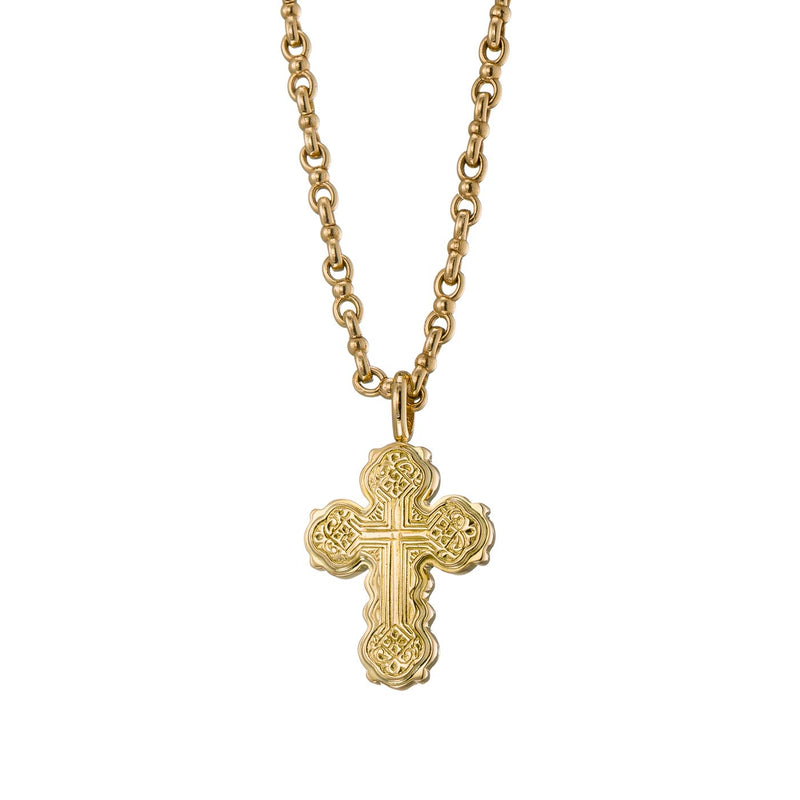 Wide Orthodox Cross (Medium) - 18k Gold by Gerochristo