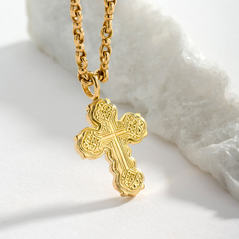 Wide Orthodox Cross (Medium) - 18k Gold by Gerochristo