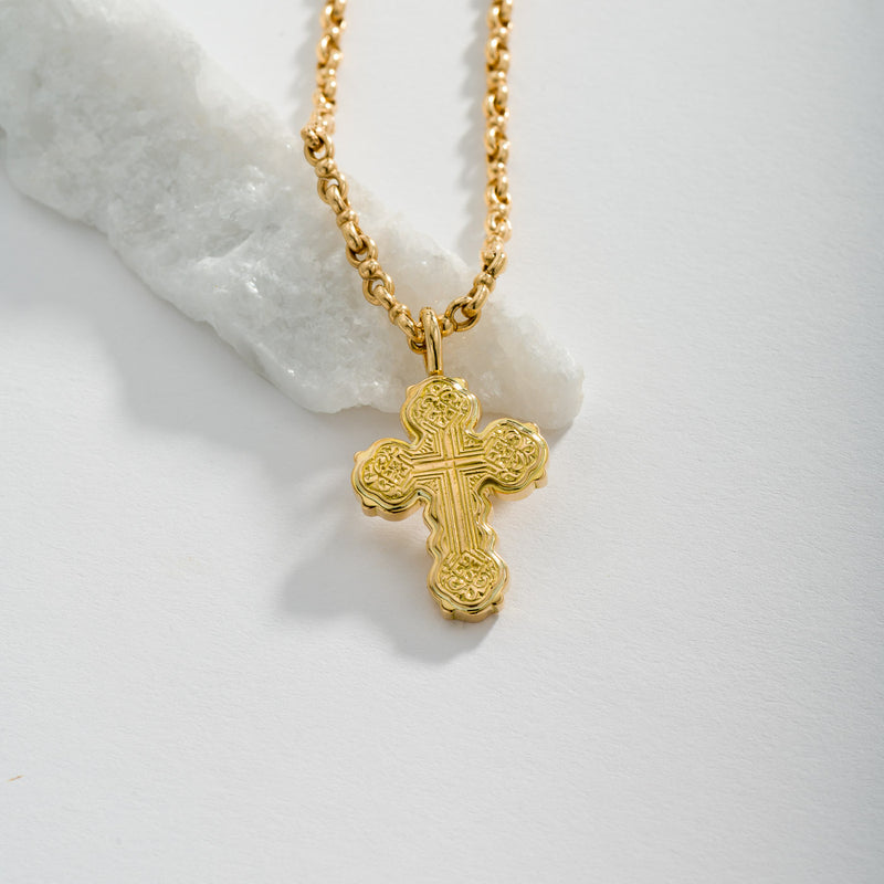 Wide Orthodox Cross (Medium) - 18k Gold by Gerochristo