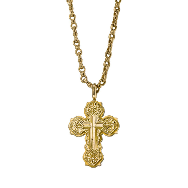 Wide Orthodox Cross (Large) - 18k Gold by Gerochristo