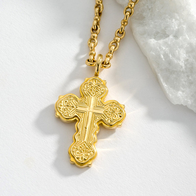 Wide Orthodox Cross (Large) - 18k Gold by Gerochristo