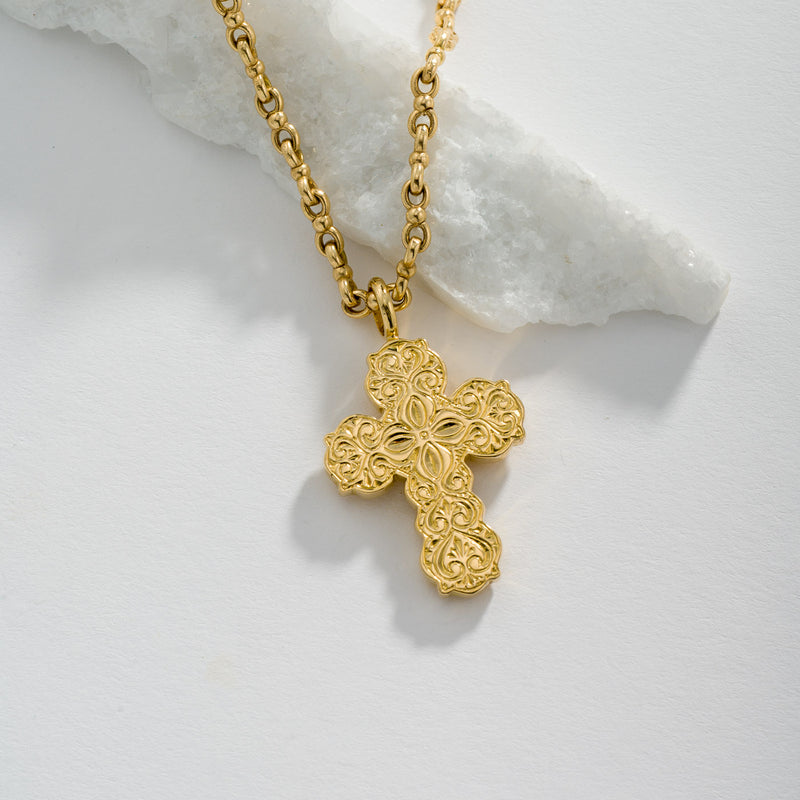 Wide Orthodox Cross (Large) - 18k Gold by Gerochristo