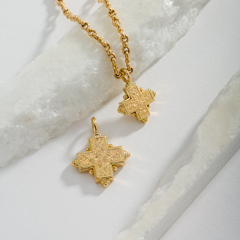 Rustic Gold Greek Cross (Small) - 18k Gold by Gerochristo