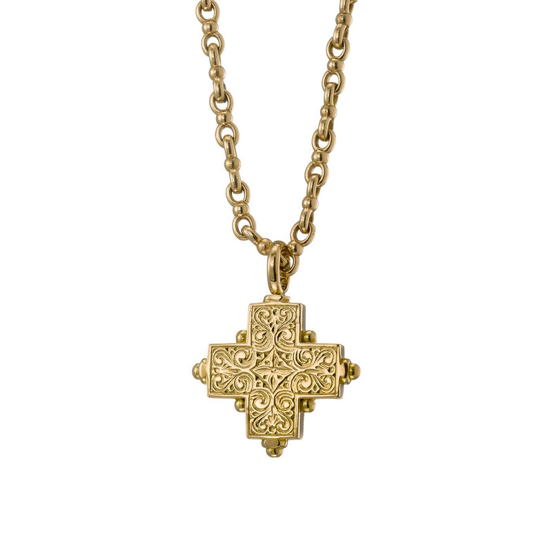 Rustic Gold Greek Cross (Large) - 18k Gold by Gerochristo