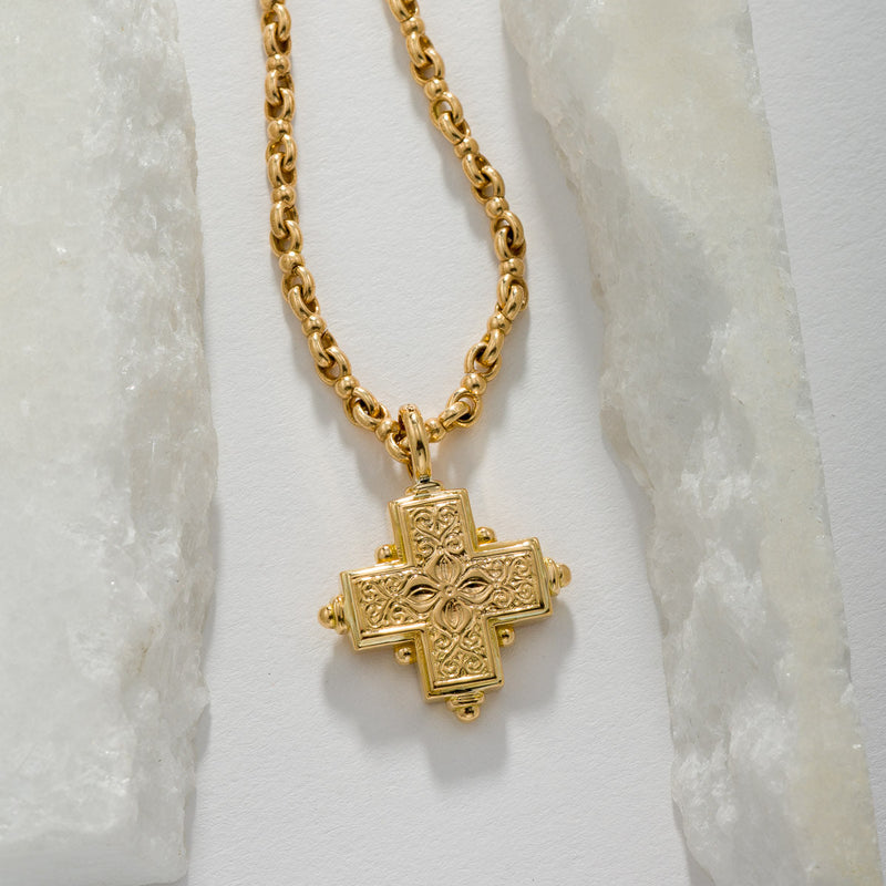Rustic Gold Greek Cross (Large) - 18k Gold by Gerochristo