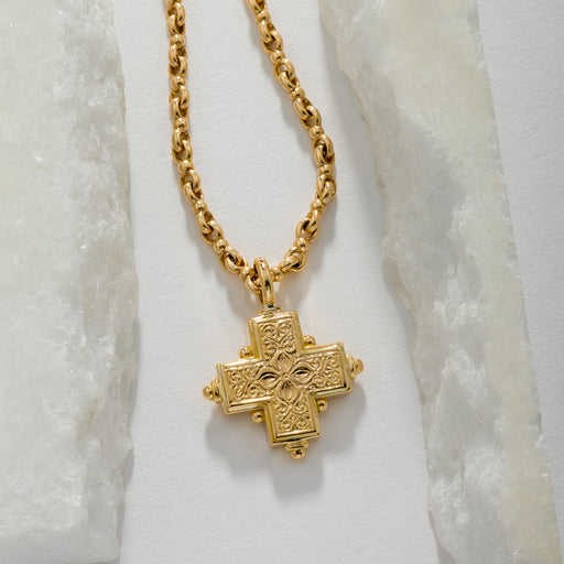 Rustic Gold Greek Cross (Large) - 18k Gold by Gerochristo