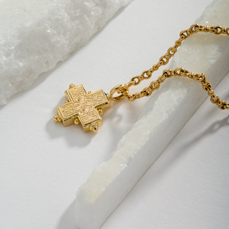 Rustic Gold Greek Cross (Large) - 18k Gold by Gerochristo