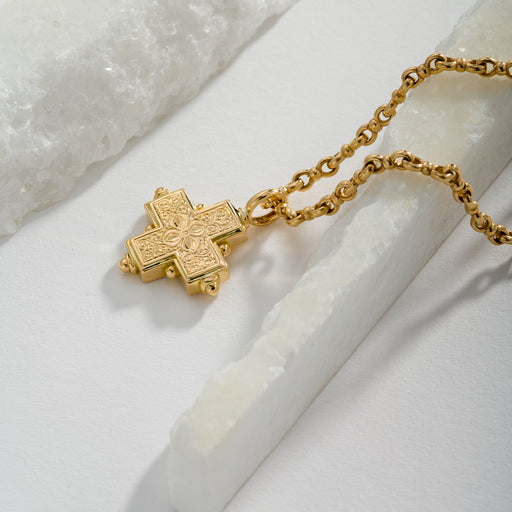 Rustic Gold Greek Cross (Large) - 18k Gold by Gerochristo