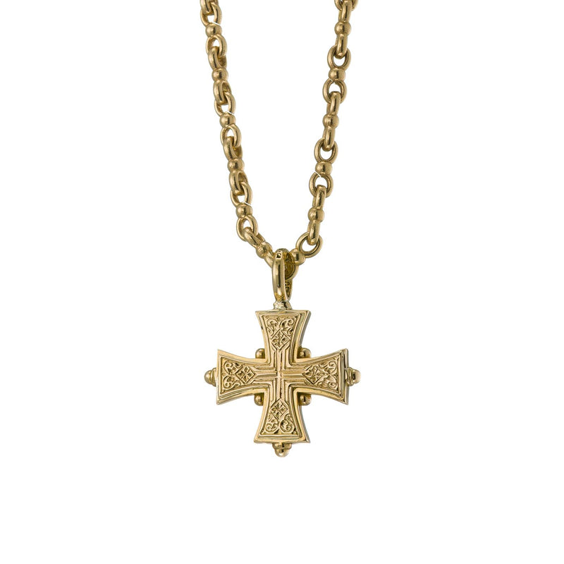 Cross-in-Cross Etched Cross (Medium) - 18k Gold by Gerochristo