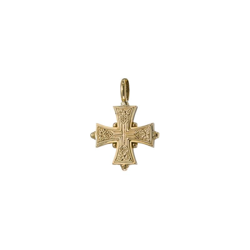 Cross-in-Cross Etched Cross (Medium) - 18k Gold by Gerochristo