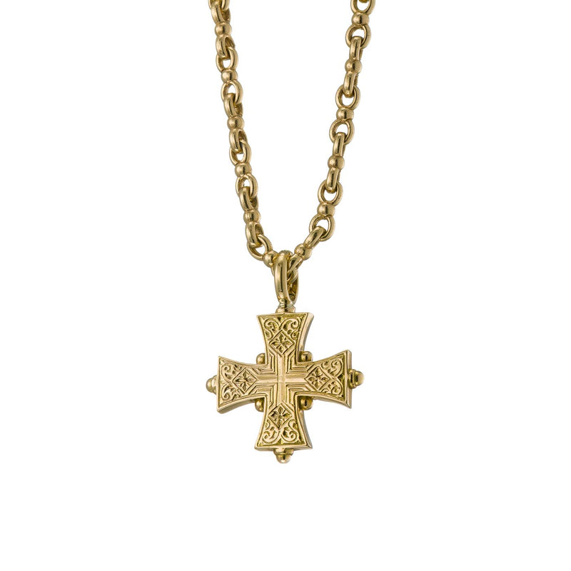 Cross-in-Cross Etched Cross (Medium) - 18k Gold by Gerochristo