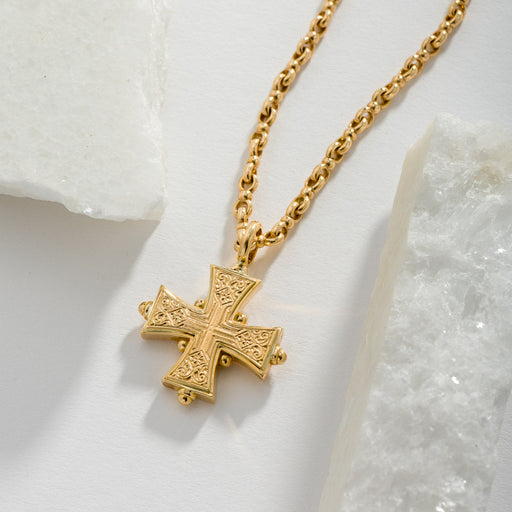 Cross-in-Cross Etched Cross (Medium) - 18k Gold by Gerochristo