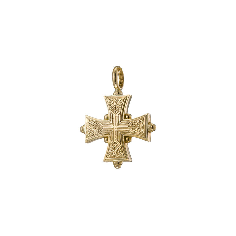 Cross-in-Cross Etched Cross (Large) - 18k Gold by Gerochristo