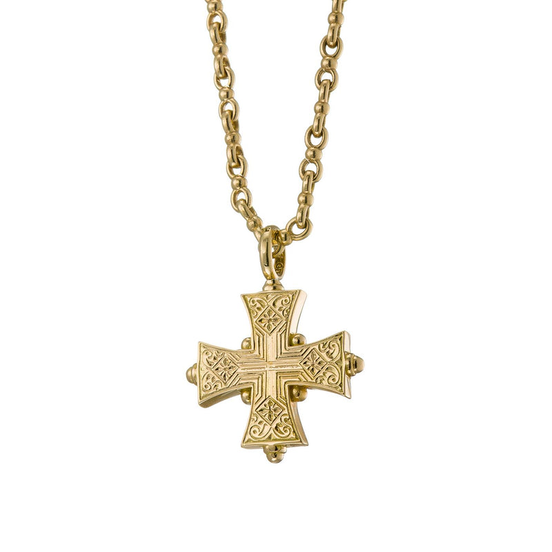 Cross-in-Cross Etched Cross (Large) - 18k Gold by Gerochristo