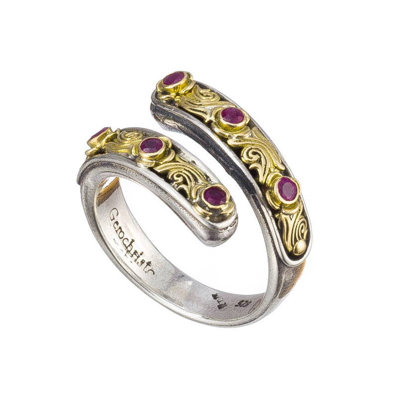 Gold Face Nefeli Wrap Ring - 18k Gold & Sterling Silver Ring - Stackable Ring