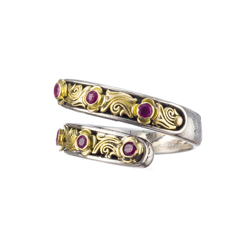 Gold Face Nefeli Wrap Ring - 18k Gold & Sterling Silver Ring - Stackable Ring