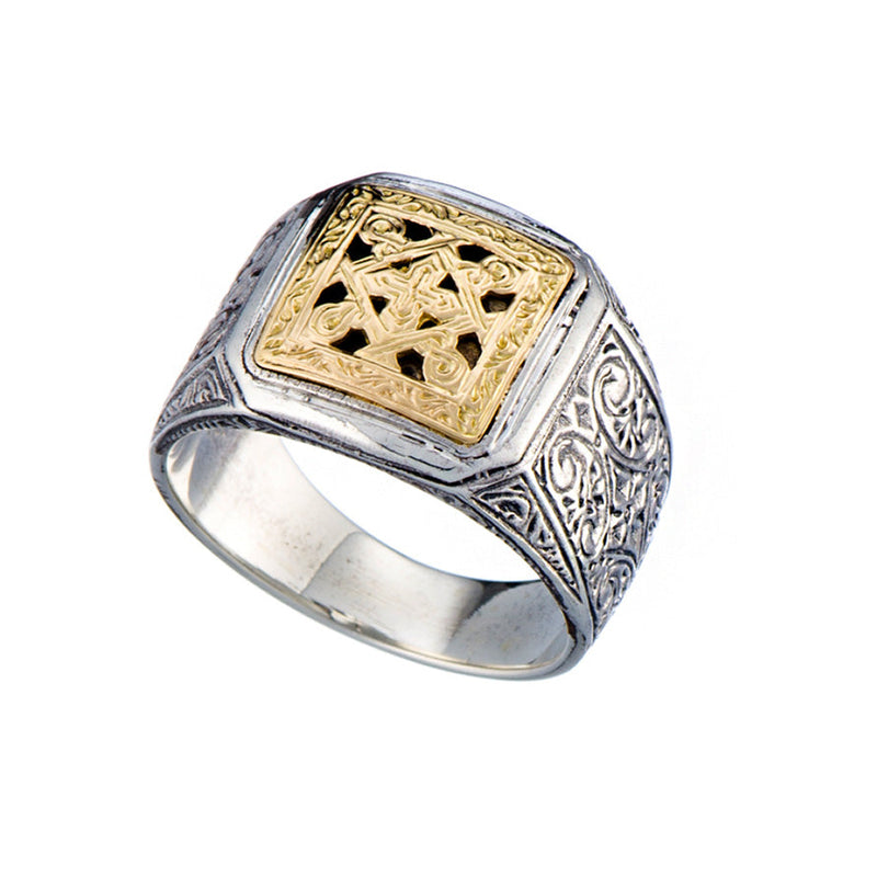 Monastiraki Ischyrós Ring - 18k Gold & Sterling Silver Ring - Club Ring