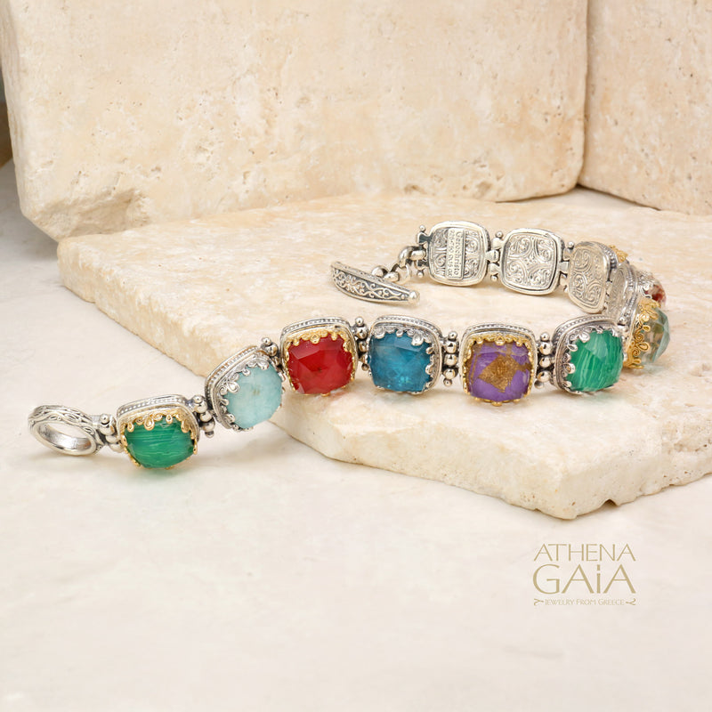 Pop Rocks Squares Link Bracelet - 18k Gold & Sterling Silver Bracelet