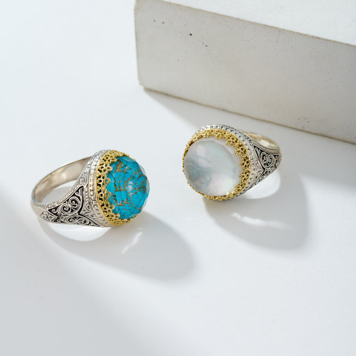 Pop Rocks Kiklos Crown Ring - 18k Gold & Sterling Silver Ring - Cocktail Ring