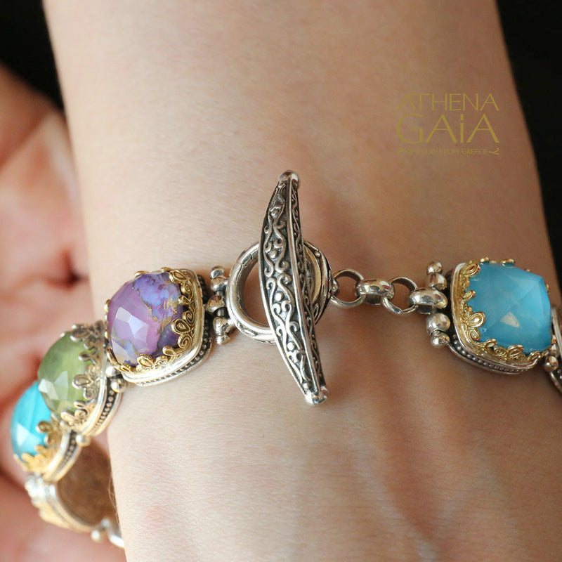 Pop Rocks Squares Link Bracelet - 18k Gold & Sterling Silver Bracelet