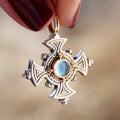 The Silver Stone Maltese Cross (Large) -  18k Gold & Sterling Silver - Cross Necklace