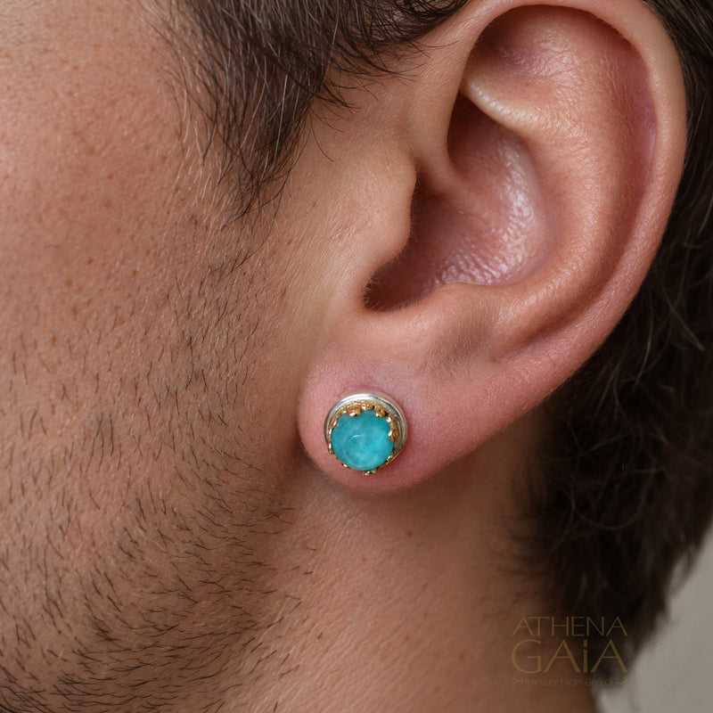 Pop Rocks Small Circle Post Earrings - 18k Gold & Sterling Silver - Unisex Earrings