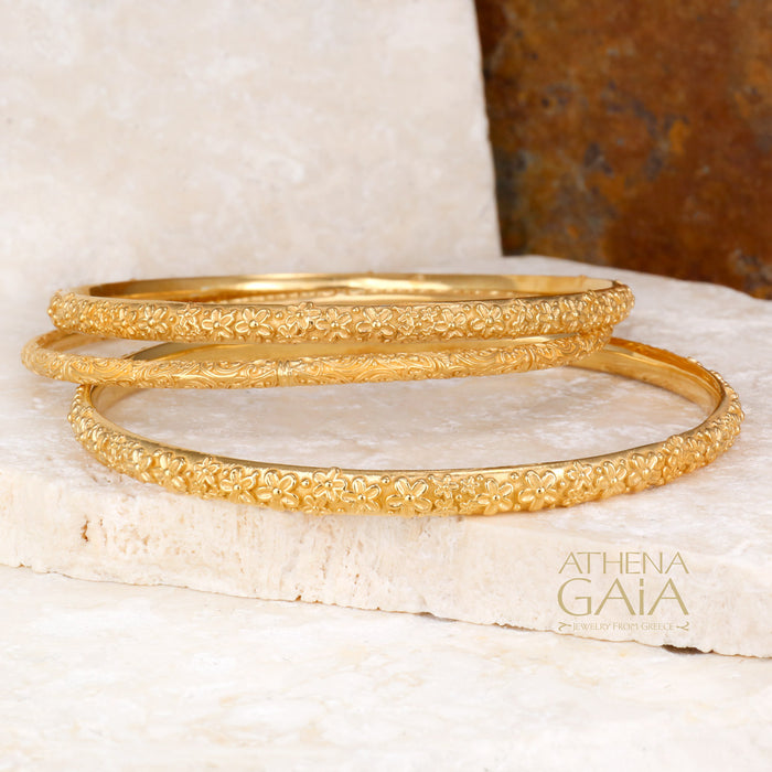 Meadow Breeze Gold Plated Silver Thin Bangle Bracelet