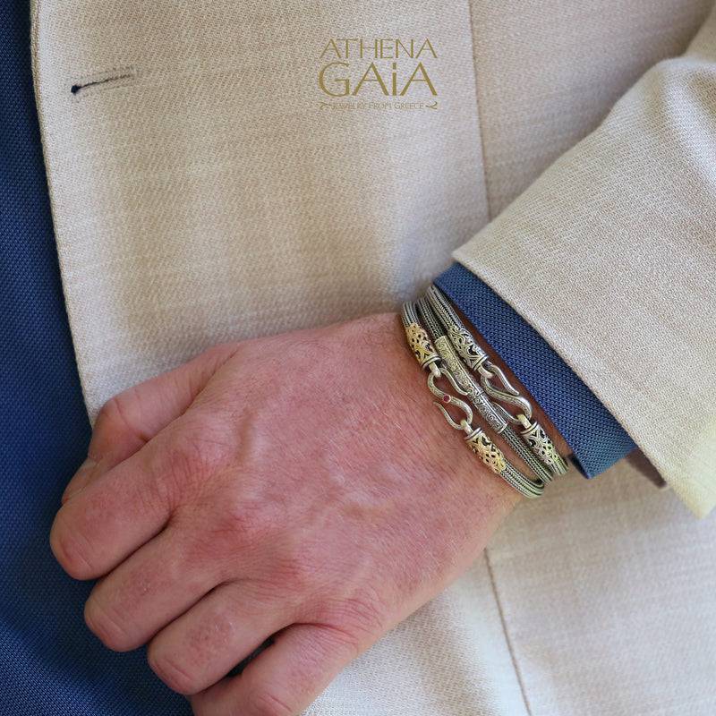 Erotokritos Gold Collar Strap Bracelet - 18k Gold & Sterling Silver Bracelet