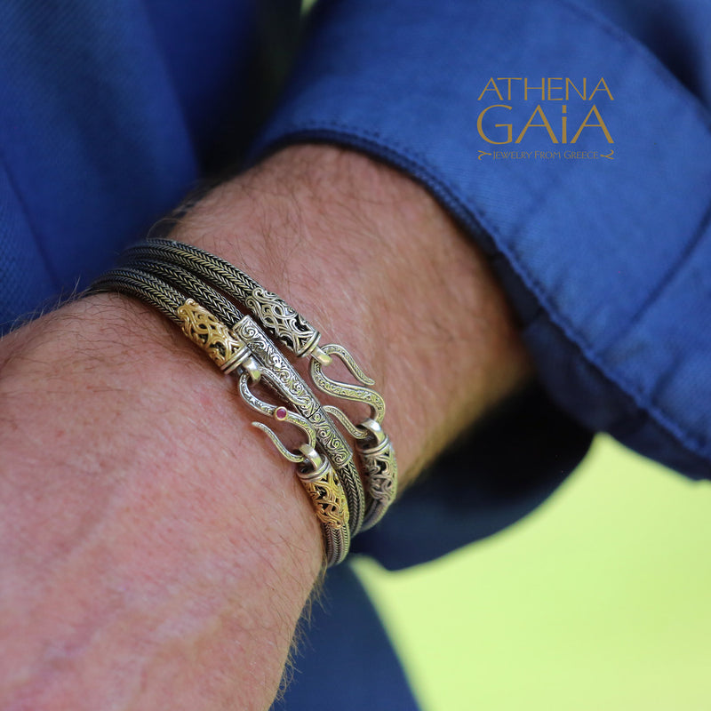 Thin Gold Collar Strap Bracelet - 18k Gold & Sterling Silver Bracelet