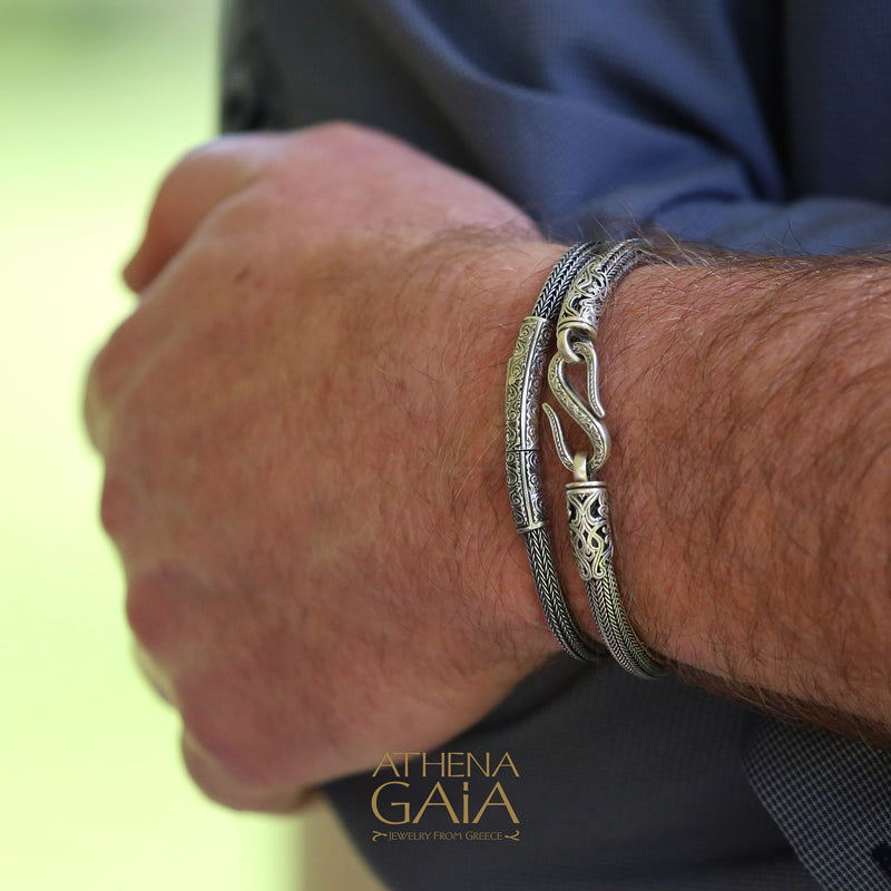 Silver Wrist Collar Strap Bracelet - Sterling Silver Bracelet