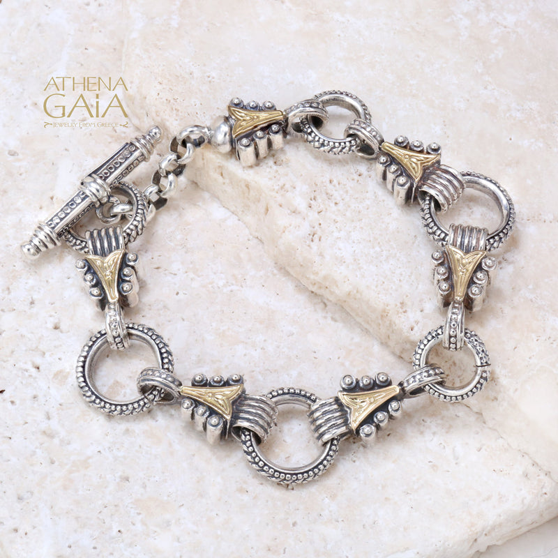 Gold Arrow - 18k Gold and Sterling Silver - Empty Charm Bracelet