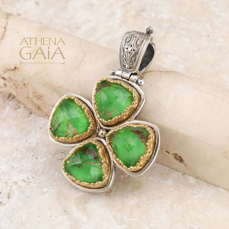 Pop Rocks Iris Bezel Triangle Cross - Gold Plated Sterling Silver