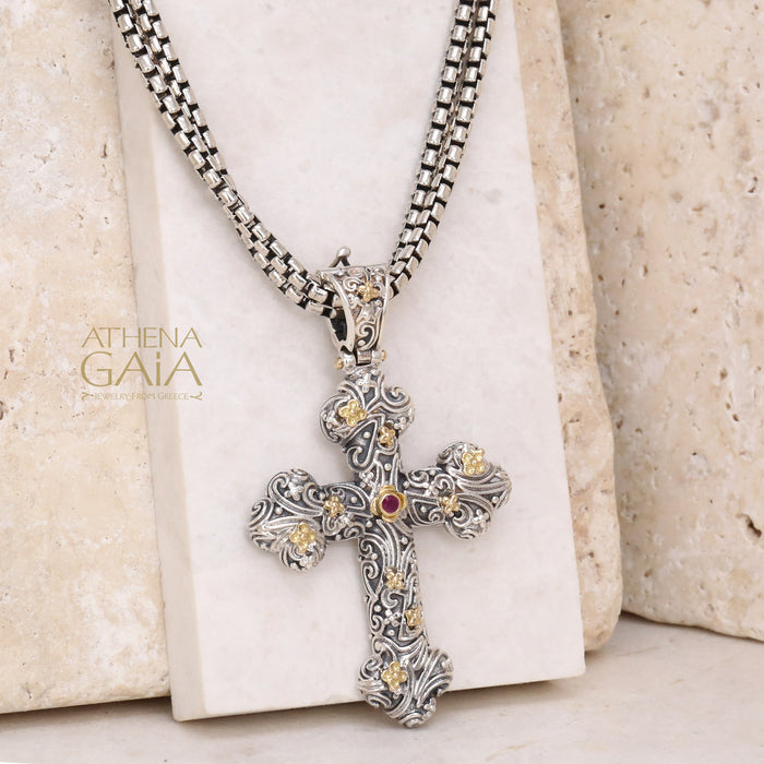 Russian Orthodox Cross 24 inch Necklace for Men - Crucifix Cross Pendant Men  - Orthodox Christian Cross Sterling Silver - Walmart.com