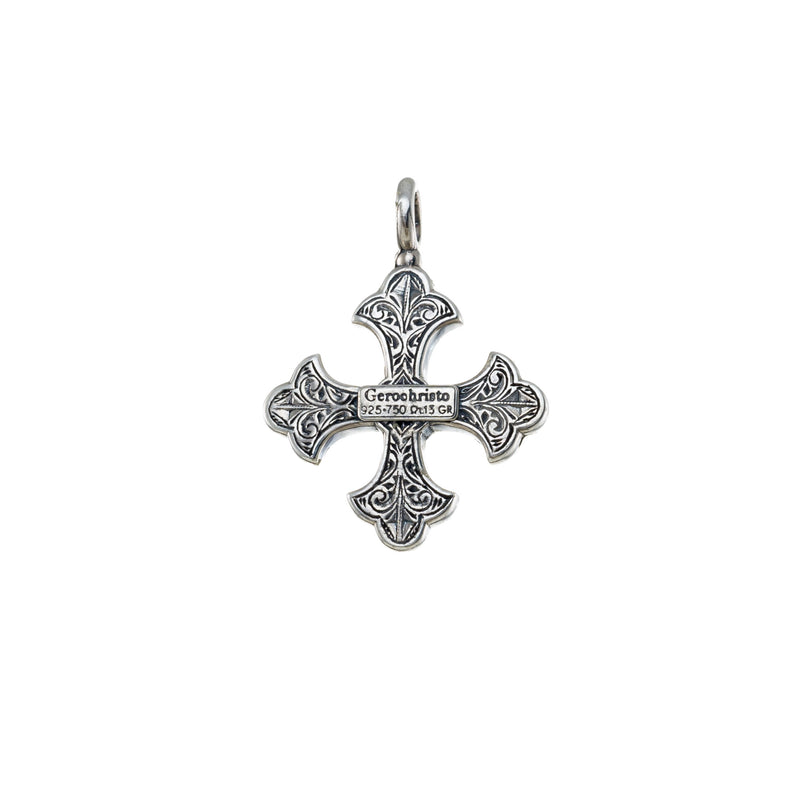 Aretousa Silver Faced Fleury Greek Cross (Large)- 18k Gold and Sterling Silver - Orthodox Cross
