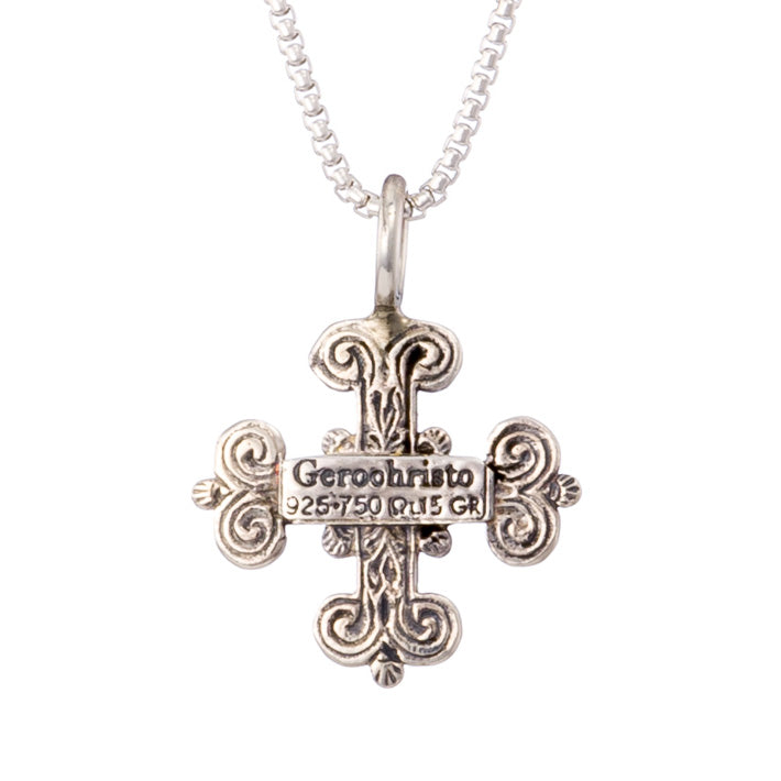 Monastiraki Tetragon Bezel Cross - 18k Gold & Sterling Silver - Byzantine Cross