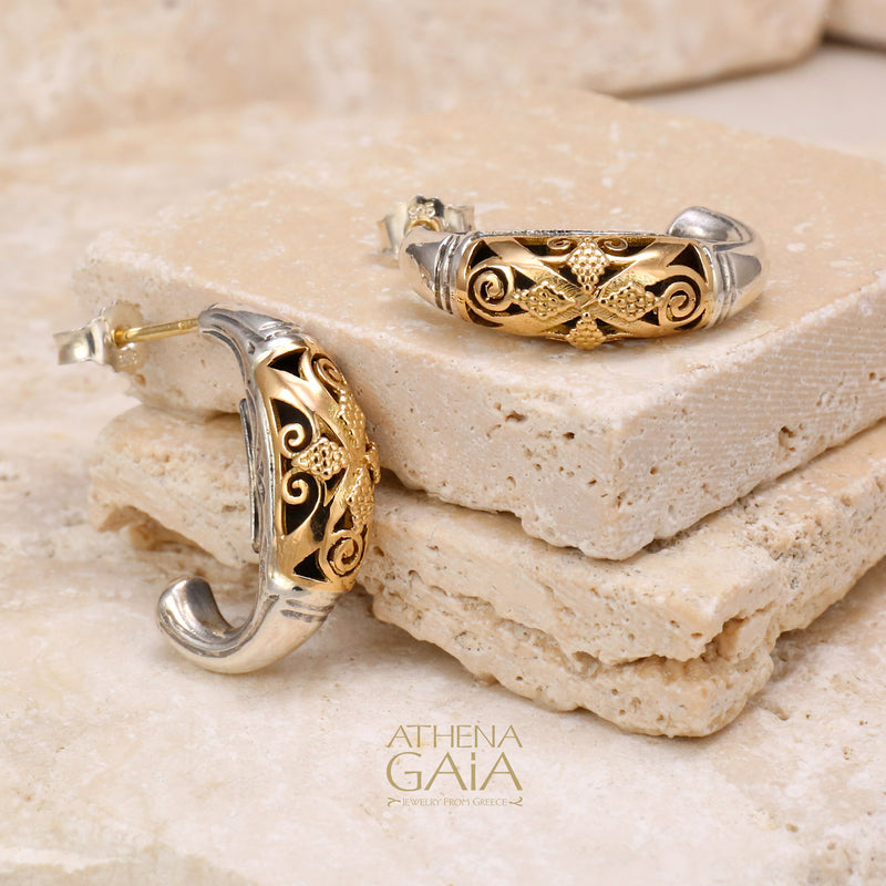 Zelda Earrings - 18k Gold & Sterling Silver Earrings - Half Hoop Earrings