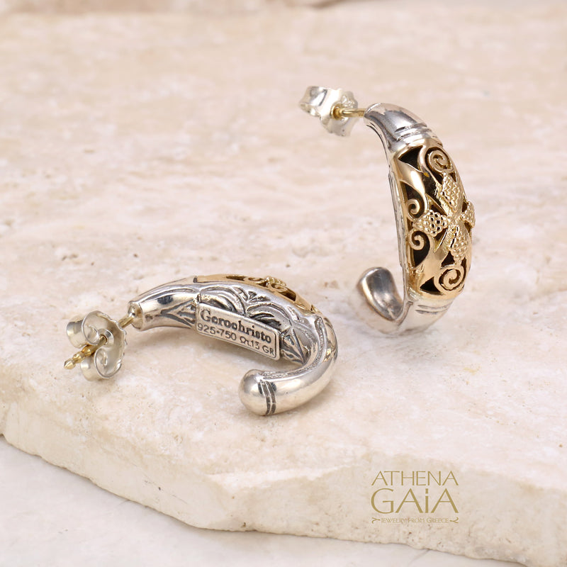 Zelda Earrings - 18k Gold & Sterling Silver Earrings - Half Hoop Earrings