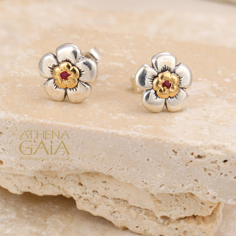 Harmony Stud Earrings - 18k Gold and Sterling Silver Earrings