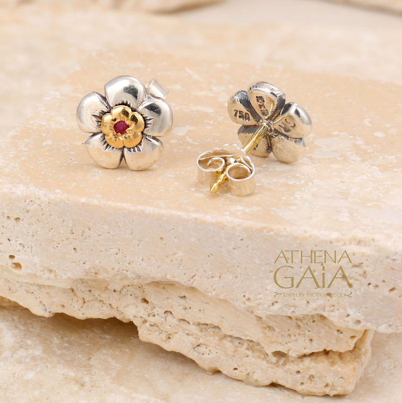 Harmony Stud Earrings - 18k Gold and Sterling Silver Earrings