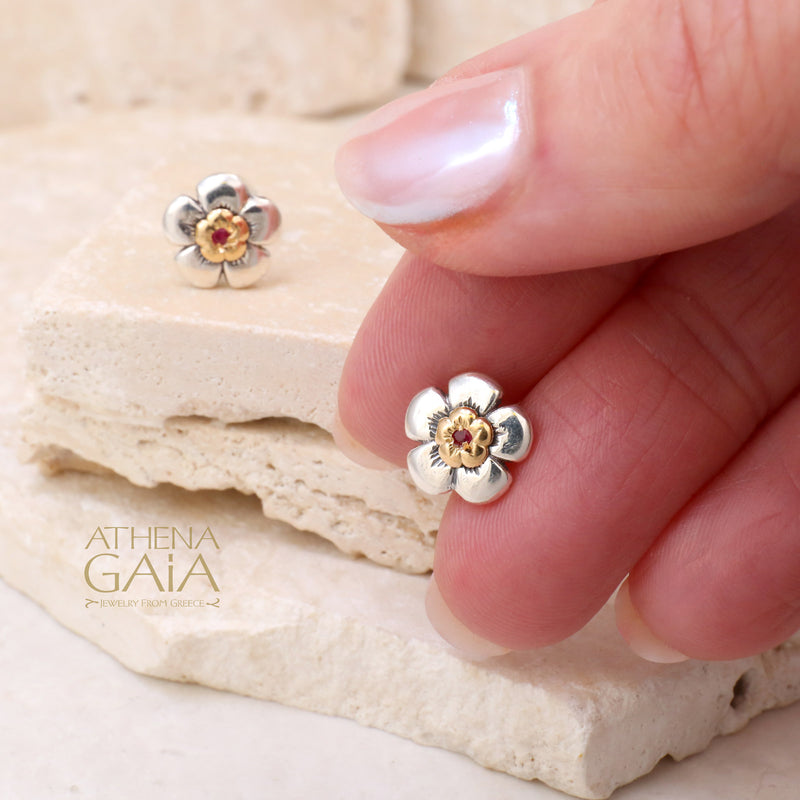 Harmony Stud Earrings - 18k Gold and Sterling Silver Earrings