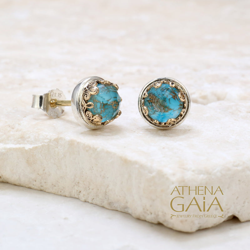 Pop Rocks Small Circle Post Earrings - 18k Gold & Sterling Silver Earrings