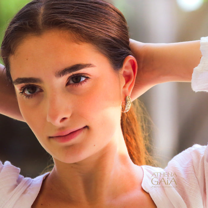 Meadow Shadows Half Earrings - 18k Gold & Sterling Silver - Hoop Earrings