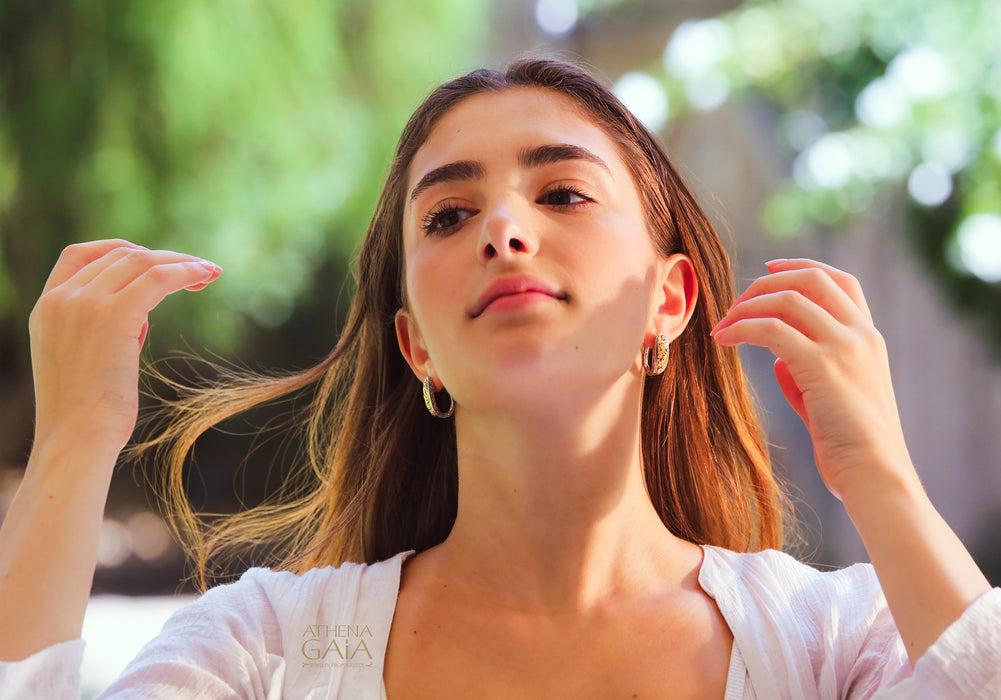 Meadow Shadows Half Earrings - 18k Gold & Sterling Silver - Hoop Earrings