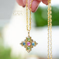 Aegean Stone Cross (Large) - 18k Gold & Sterling Silver - Greek Cross Necklace