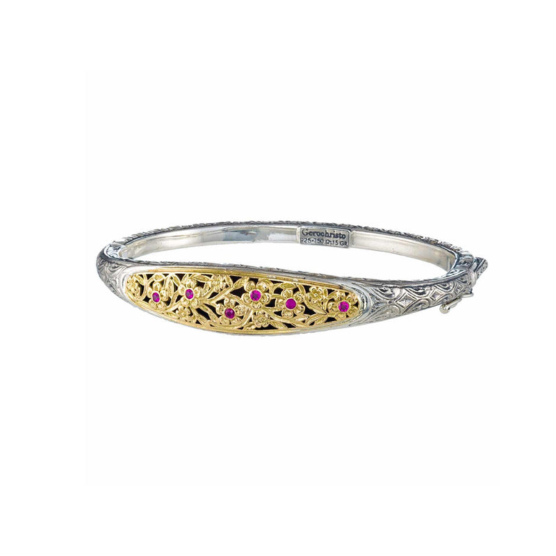 Harmony Petalo Bracelet - 18k Gold and Sterling Silver - Hinged Bangle Bracelet
