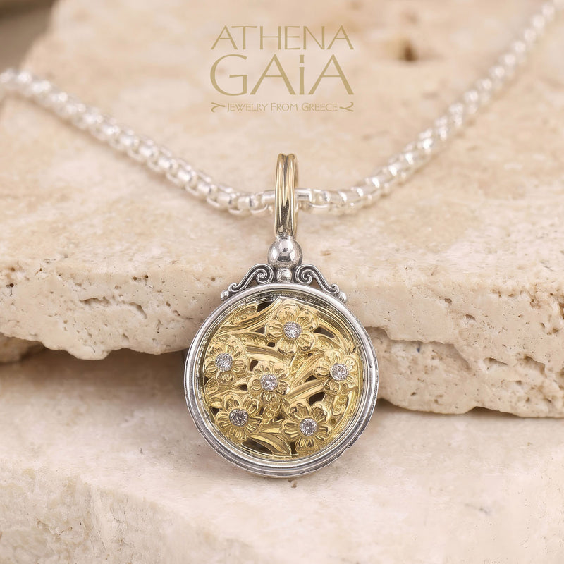 Harmony Circle Pendant - 18k Gold & Sterling Silver Pendant