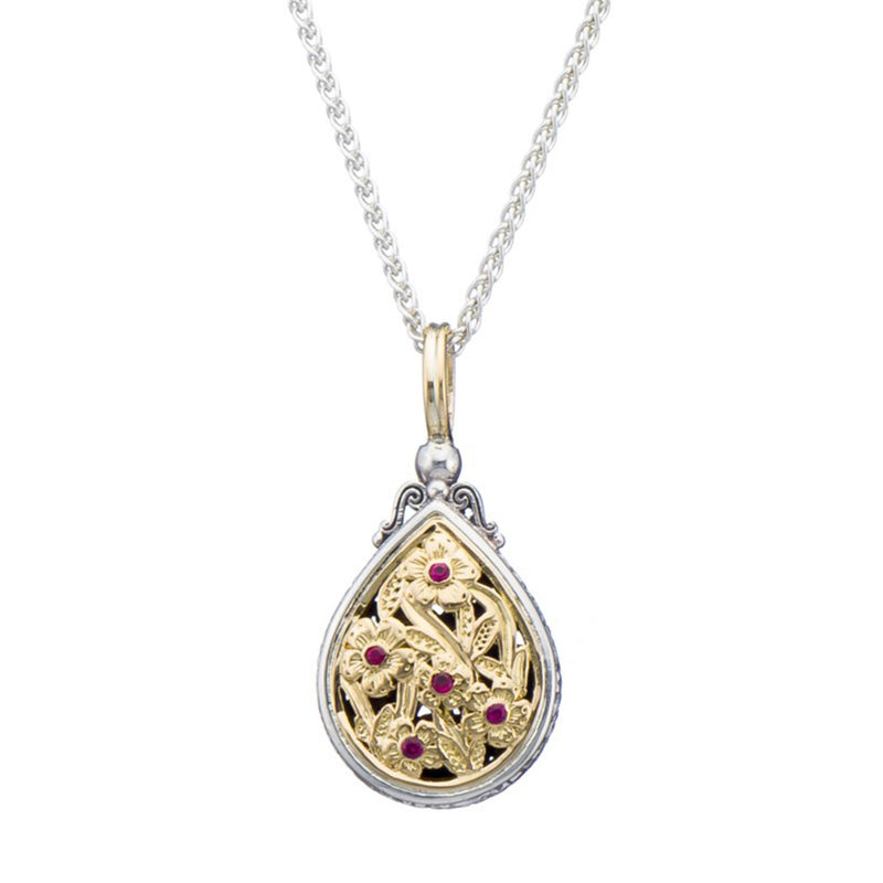 Harmony Gold and Silver Drop Pendant - 18k Gold & Sterling Silver Pendant