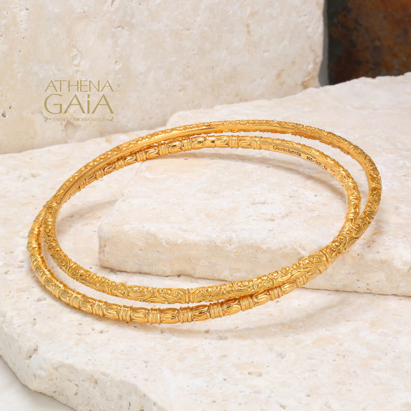 Kassandra 6525 Bracelet - Gold Plated Sterling Silver - Solid Bangle Bracelet