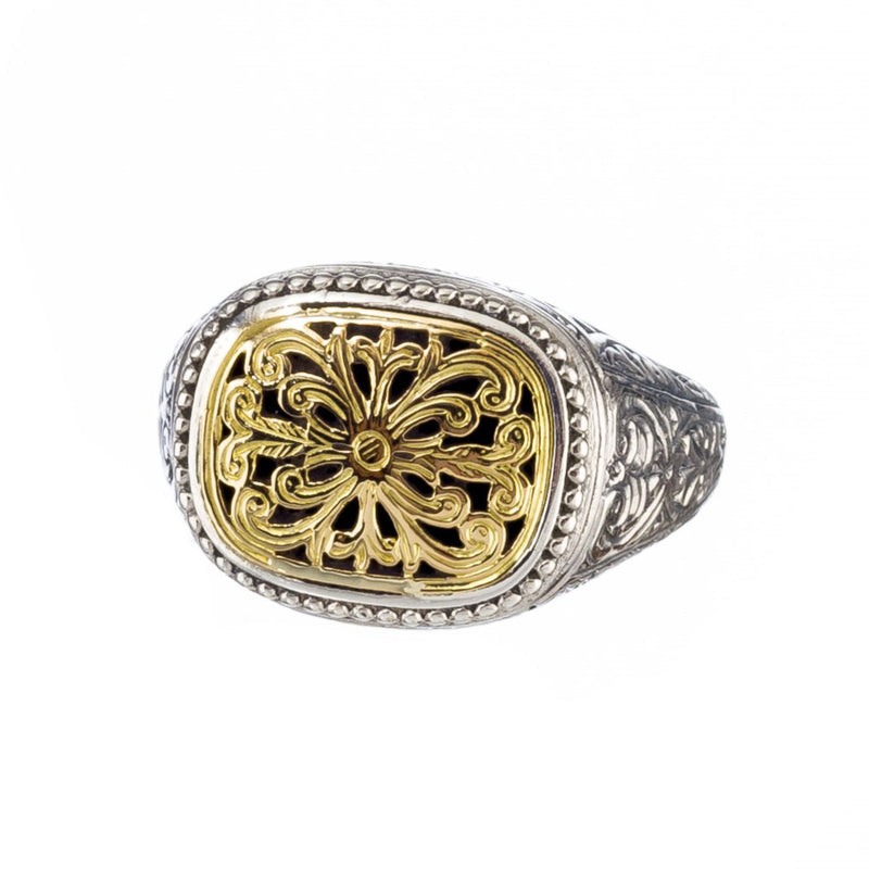 Garden Shadows Ring - 18k Gold & Sterling Silver Ring - Club Ring