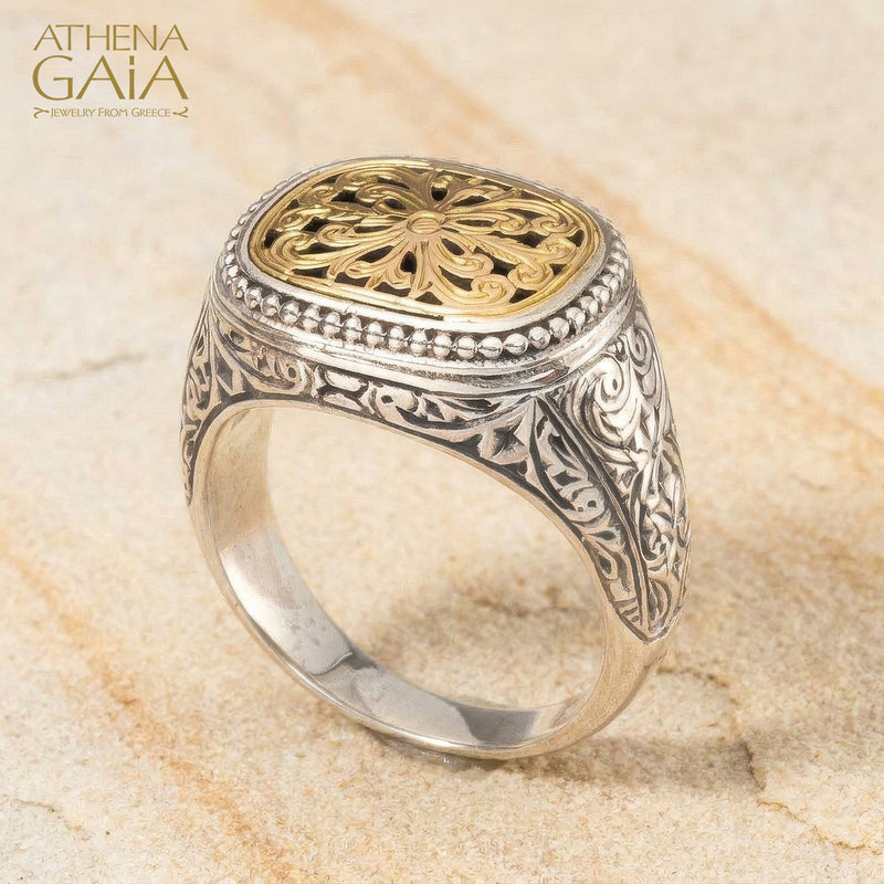 Garden Shadows Ring - 18k Gold & Sterling Silver Ring - Club Ring
